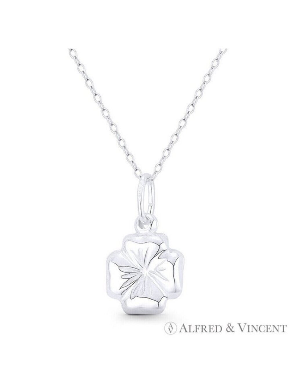 4-Leaf Shamrock Irish Luck Charm Reversible 3D Pendant in .925 Sterling Silver